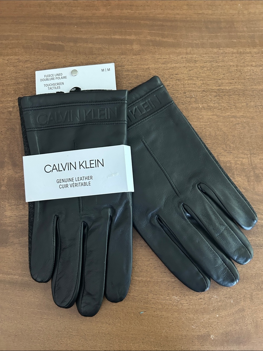 Calvin Klein Men’s Black Leather Touchscreen Gloves